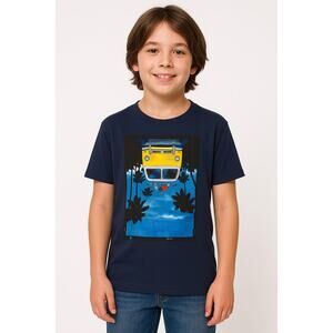 Tony Hawk Youth L (14/16) T-Shirt Graphic Tee Van Palm Trees Navy Skate Surf